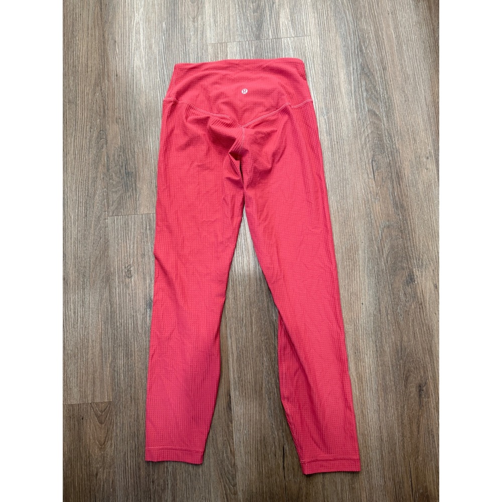 Lululemon v-waist yoga Waffle Ribbed Pink Leggings LW5GAAS Size 6
